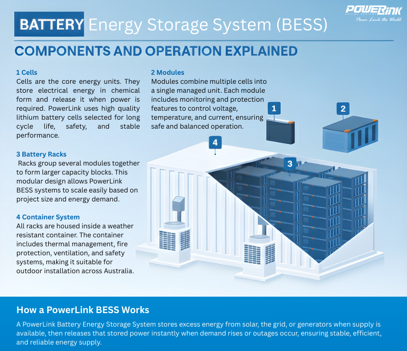 Demonstration of How PowerLink Battery energy storage system BESS work